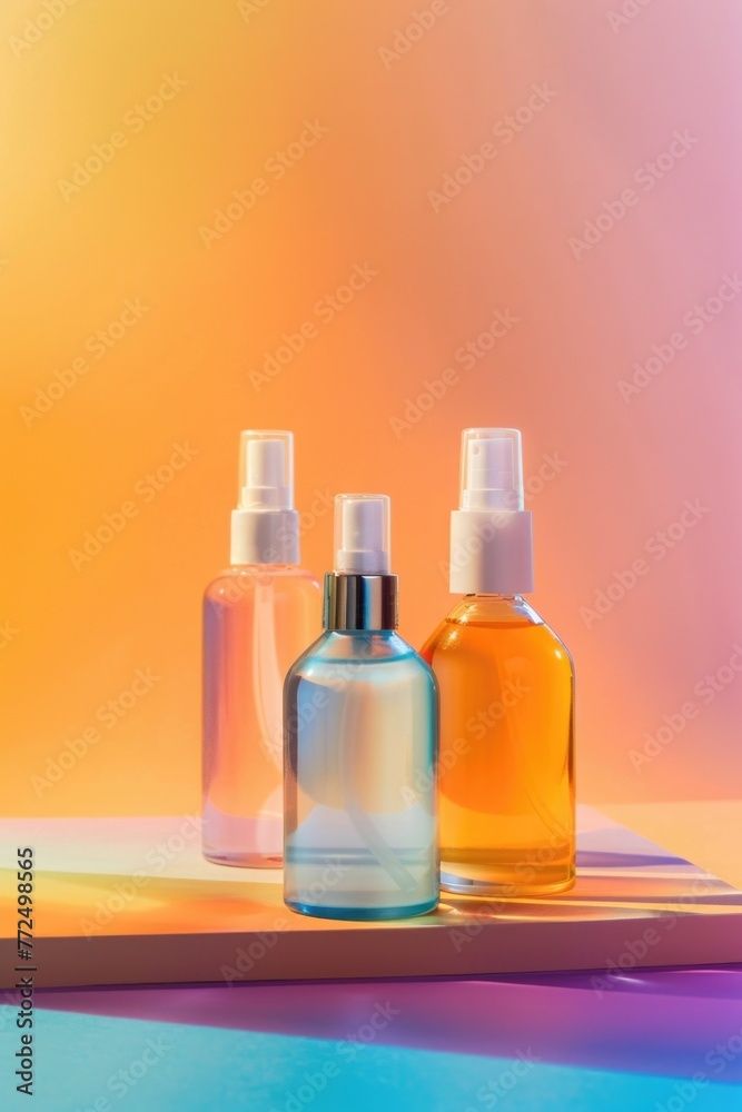 Fototapete two bottles placed on a table, suitable for various design projects
