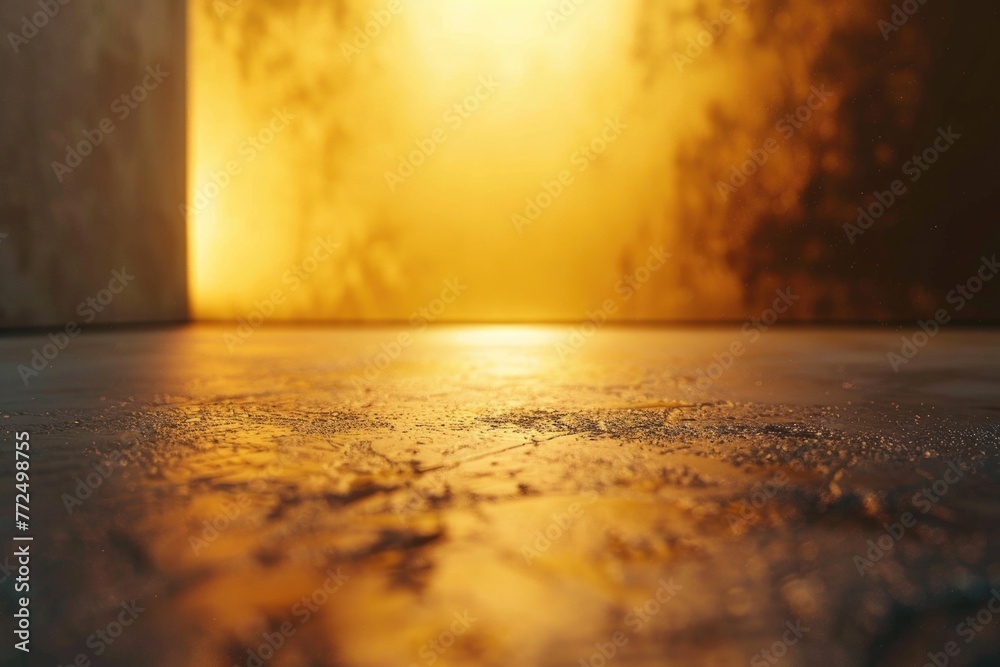 Poster Close up shot of a floor with a yellow light in the background. Suitable for various design projects