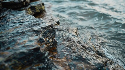 Obraz premium A detailed view of a rock submerged in water. Suitable for nature and environmental themes