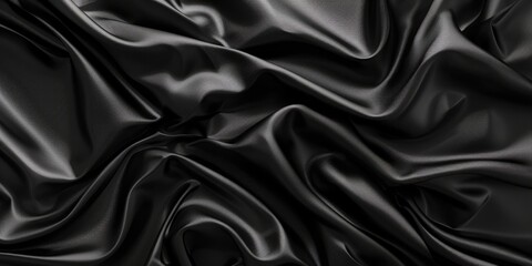 A detailed shot of black satin fabric, perfect for fashion or textile design projects