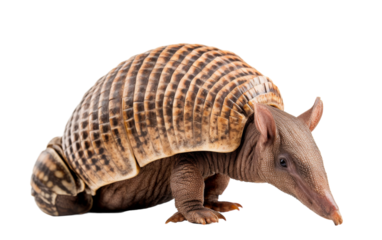 An armadillo stands upright on its hind legs, appearing to dance in a display of balance and agility