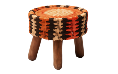Artistic fusion of colors and materials in a stylish stool with wooden legs