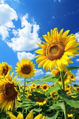Sunflower Field Under Blue Sky