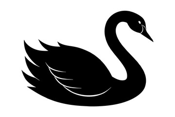 Vector Swan Silhouette Illustration Against White Background