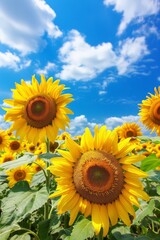 Sunflower Field Under Blue Sky