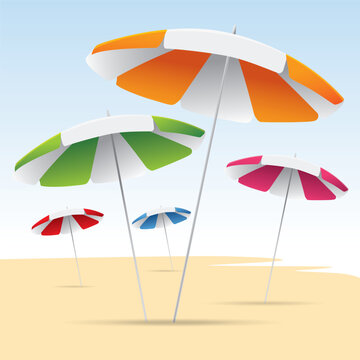 set if beach umbrellas. vector image design