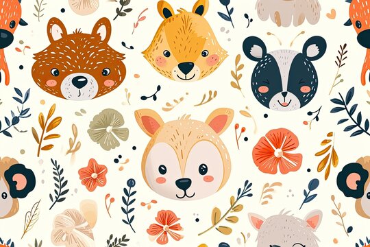 Cute background with adorable animals and playful designs, Charming backdrop featuring adorable animals and playful motifs for a delightful touch.