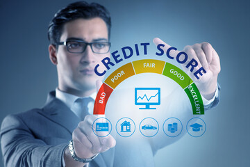 Businessman in credit score concept