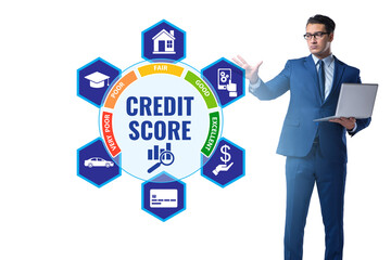 Businessman in credit score concept
