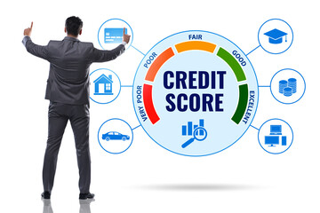 Fototapeta na wymiar Credit score concept with businessman
