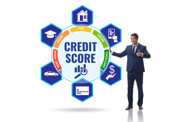 Credit score concept with businessman