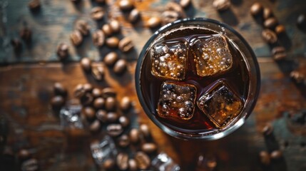 Cold brew coffee with ice cubes