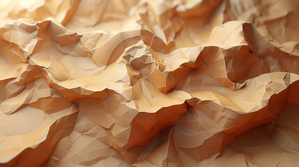 Close-up of crumpled paper texture with warm lighting, suitable for backgrounds or abstract designs.