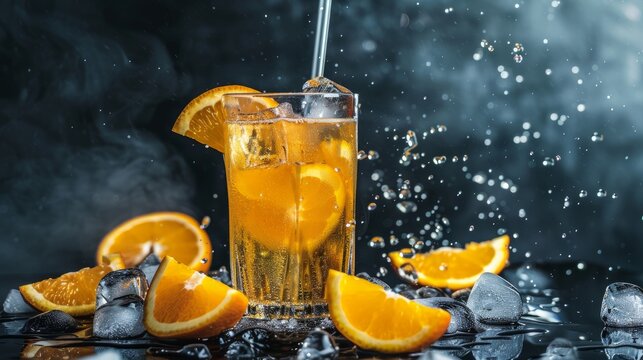 Freshly squeezed orange juice with ice