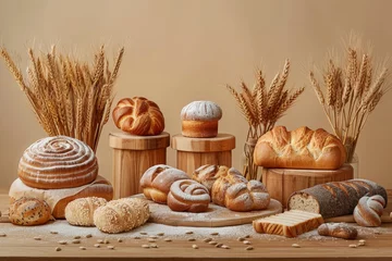 Foto op Canvas Fresh baked bread Background © paul