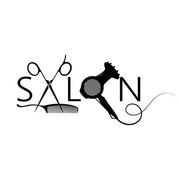 Beauty salon and hair salon symbol with stylist tool