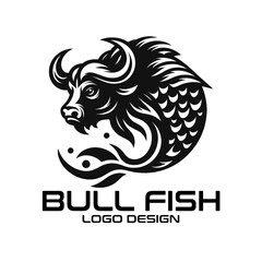 Bull Fish Vector Logo Design