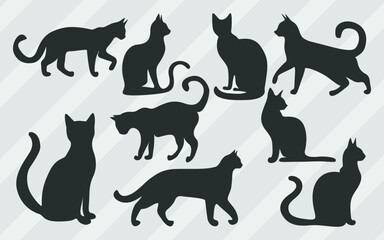 set of cat silhouettes