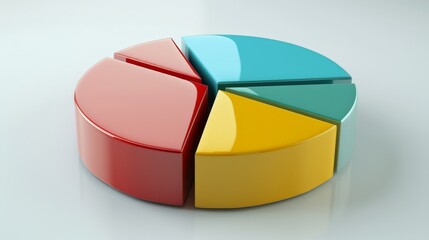 Obraz premium financial data stock pie chart, sage green, red, yellow, 3d