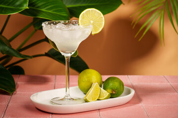 Margarita, traditinal alcoholic coctail with lime and tequila.