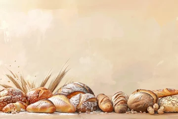 Foto auf Acrylglas Fresh baked bread Background © paul