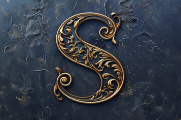 The elegant letter S, royal fashion. calligraphic beautiful logo. An antique hand-drawn logo, Illustration format.