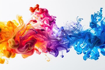 Vibrant colored smoke abstract on white background