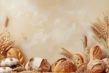 Poster Fresh baked bread Background © paul