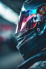 Close-up of a racing helmet