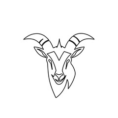 A large black outline goat head symbol on the center. Vector illustration on white background