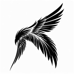 black wings white background isolated