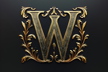 The elegant letter W, royal fashion. calligraphic beautiful logo. An antique hand-drawn logo, Illustration format.