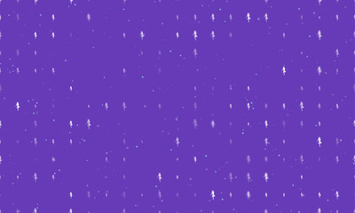 Seamless background pattern of evenly spaced white ballerina symbols of different sizes and opacity. Vector illustration on deep purple background with stars