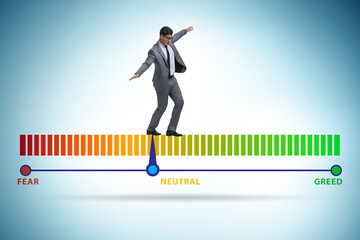 Fear and greed investor behaviour concept