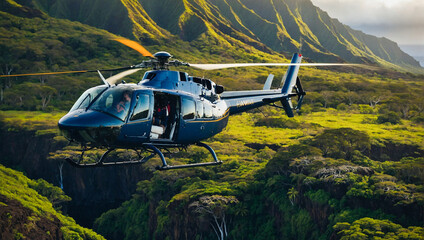 Helicopter Tour in Hawaii  - obrazy, fototapety, plakaty