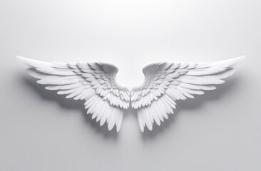 White angel wings on a white background. Illustration