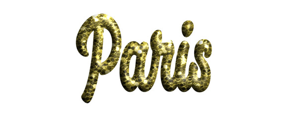 Paris - golden color glitter, fabric style - name - three-dimensional effect tubular writing - Vector graphics - Word for greetings, banners, card, prints, cricut, silhouette, sublimation	