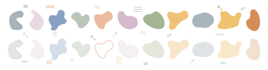 Blob shape organic, vector illustration set. Collection from abstract forms for design and paint. Random abstract liquid organic black irregular blotch shapes flat style design