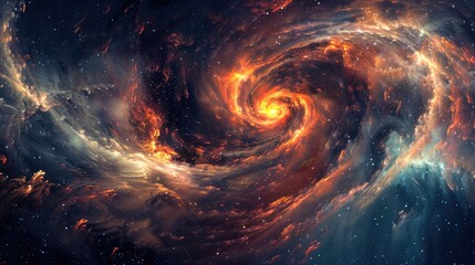 Swirling Cosmic Explosion of a Star's Birth - Digital Art Illustration with Generative AI. Space, Astronomy, and Celestial Themes - obrazy, fototapety, plakaty