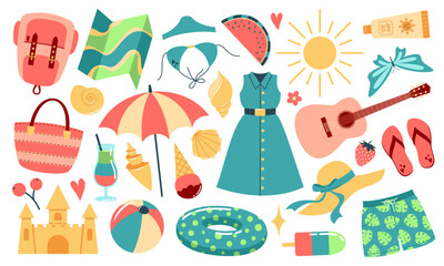 Vector summer set isolated on white background