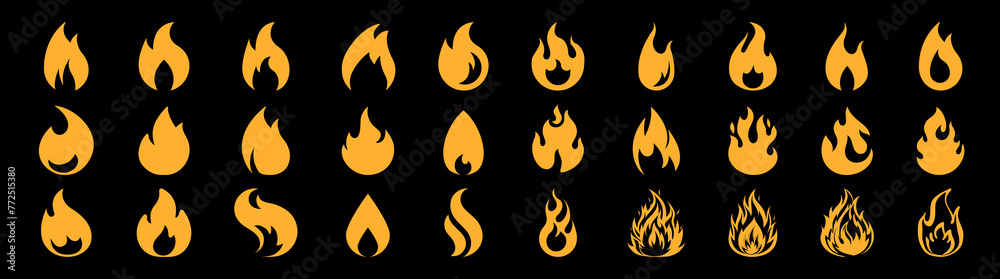 Canvas Prints fire icon collection. fire flame symbol. red hot fire, flame heat or spicy food symbol flat vector i