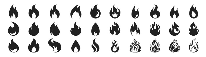 Fire icon collection. Fire flame symbol. Red hot fire, flame heat or spicy food symbol flat vector icon for apps and websites © Pavlo