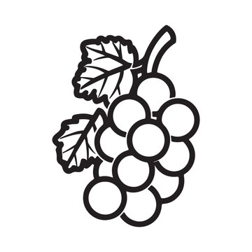 recommend clip art: black silhouette of a Grapes with thick outline side view isolated