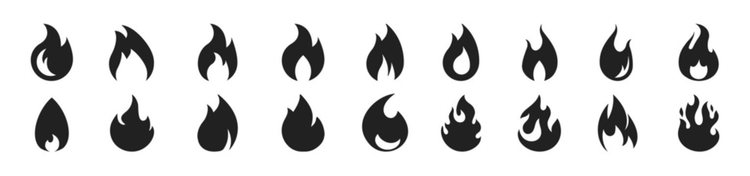Fire icon collection. Fire flame symbol. Red hot fire, flame heat or spicy food symbol flat vector icon for apps and websites