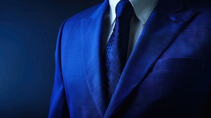 Professional business executive wearing a royal blue business suit, 