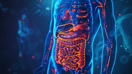 Human digestive system anatomy, 3d illustration - obrazy, fototapety, plakaty