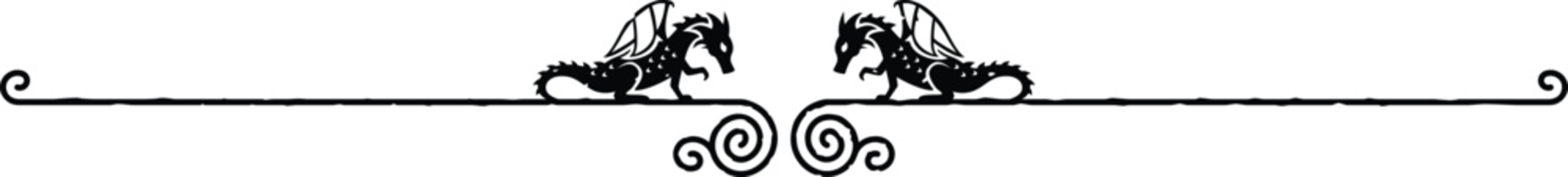 recommend clip art: Elegant Header Footer - Medieval Fantasy Dragons