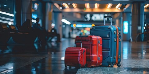 Luggage in an airport for family vacation 