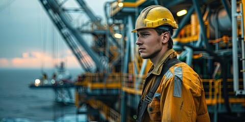 Industrial engineer standing on oil rig