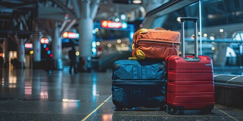 Obraz premium Luggage in an airport for family vacation 